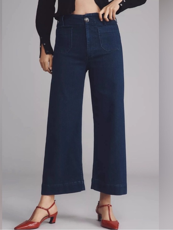 Anthropologie Denim - Anthropologie Maeve The Colette Cropped Wide-leg Jeans in Dark Wash Sz 27